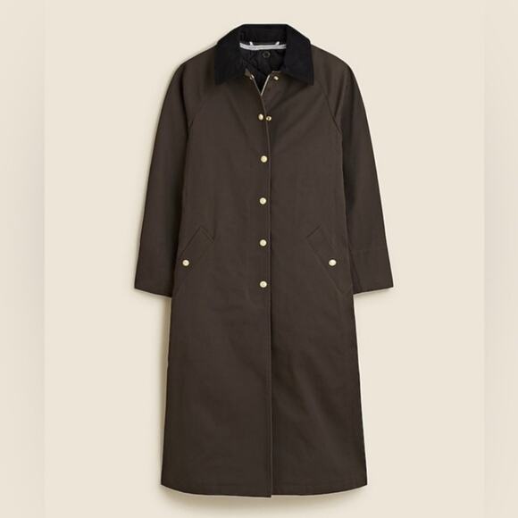 J.Crew NWT Long Barn Coat Waxed Cotton Twill Brown XS Petite Removable Vest - Picture 3 of 16